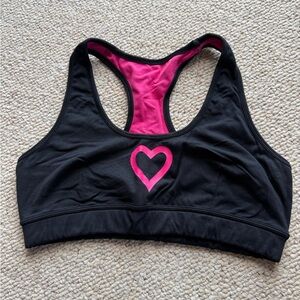 Zumba Fitness Black and Pink Heart Sports Bra